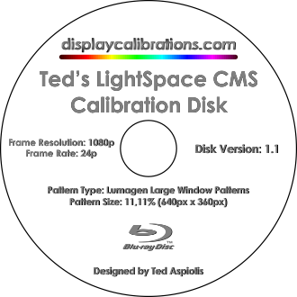 Ted's LightSpace CMS Calibration Blu-Ray Disk Copy (Version 1.1) Label